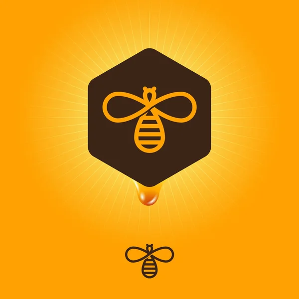 Méz logó. Méz jelképe, sárga háttérrel. — Stock Vector