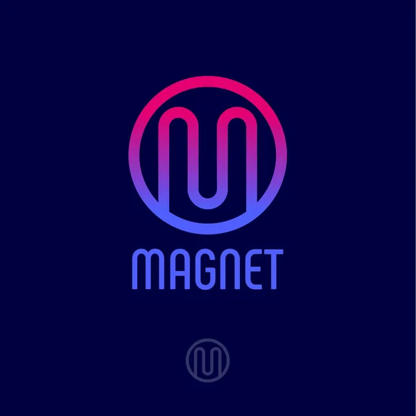 Magnet-Logo. Ich bin Buchstabe. Identität industrieller Arbeit. — Stockvektor