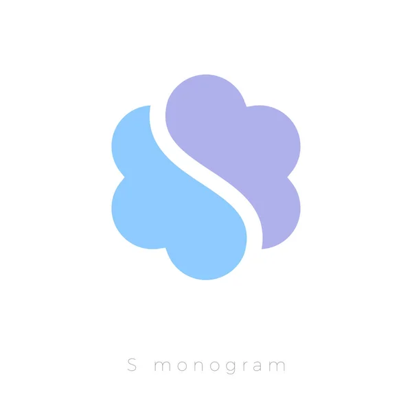 S monogram. S bloem logo. Wolken bloem pictogram. — Stockvector