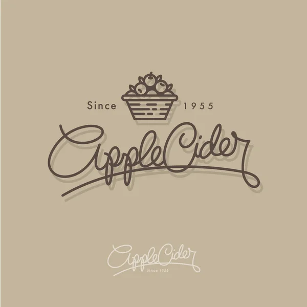 Logo Apple Cider. Huruf Retro . - Stok Vektor