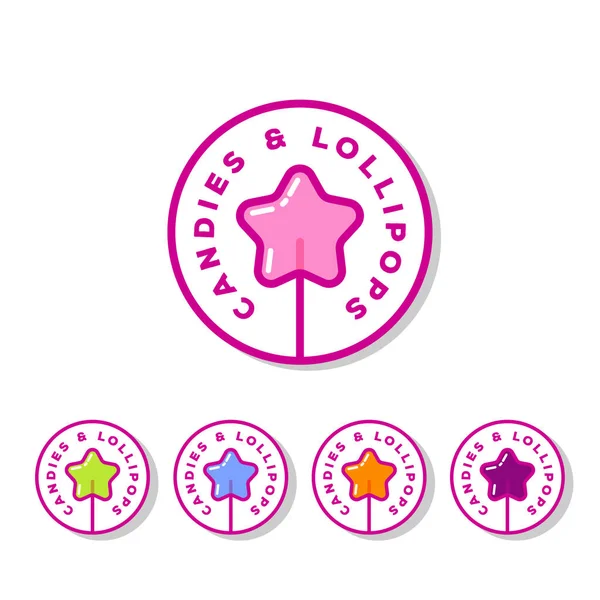 Doces e Lollipops emblema. Logotipo da loja de doces . — Vetor de Stock