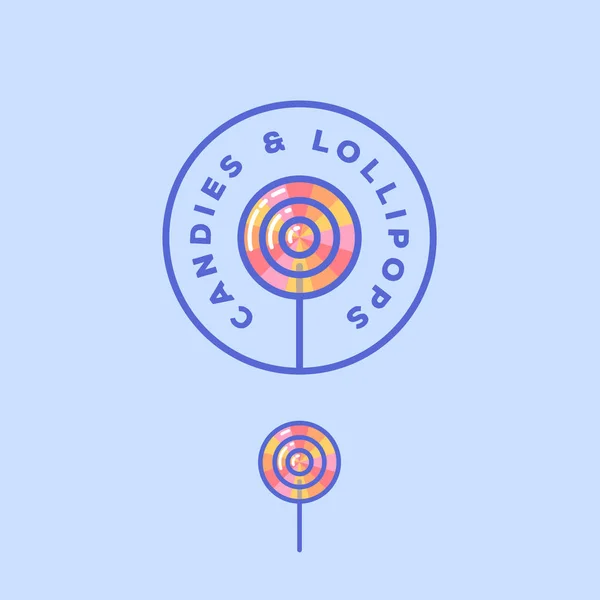 Doces e logotipo Lollipops. Loja de doces emblema . — Vetor de Stock