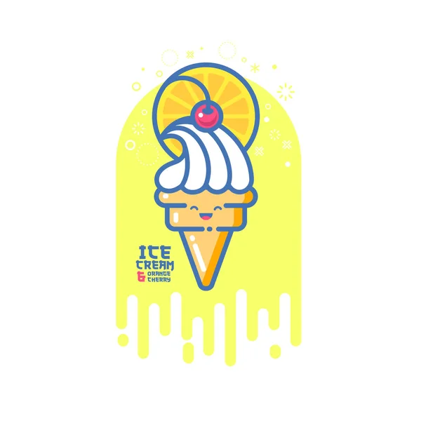 Kawaii ice cream illustration. — Stock Vector