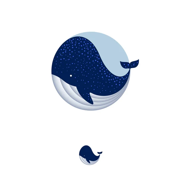 Ilustración de ballenas azules. Icono de ballena . — Vector de stock