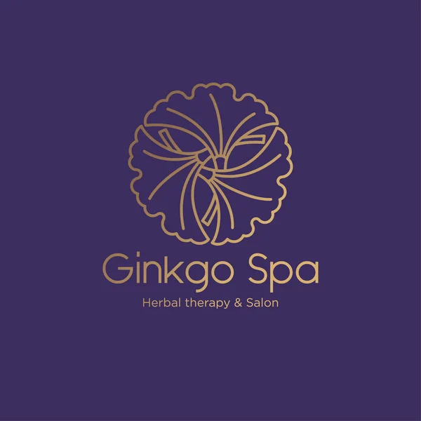 Ginkgo spa salong logotyp. Spa emblem — Stock vektor