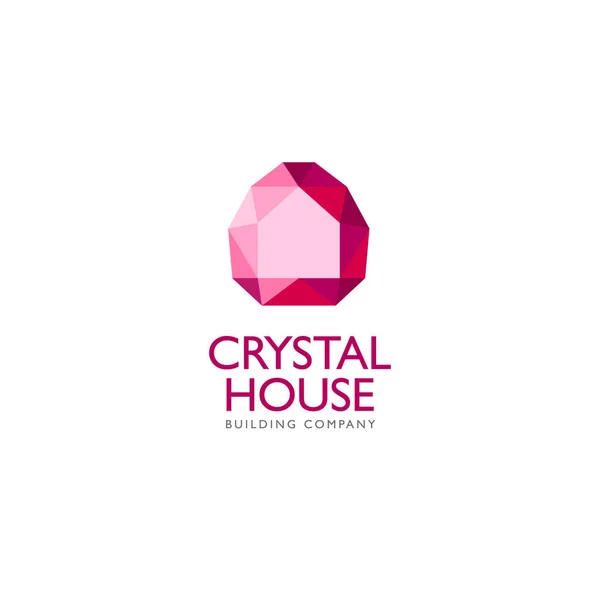 Kristal ev logo. Bir kristal bir evde silüeti. — Stok Vektör