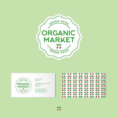 Organik pazar logo. Organik gıda Amblemler. 