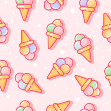  Seamless modeli. Dondurma pembe bir arka plan üzerinde.