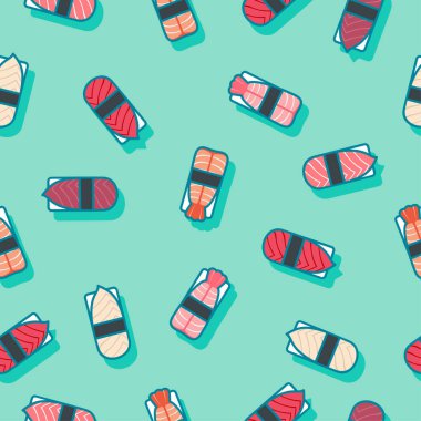 Seamless modeli. Suşi simgeler.