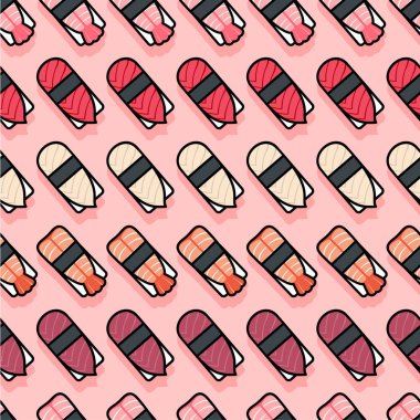 Seamless modeli. Suşi simgeler. 