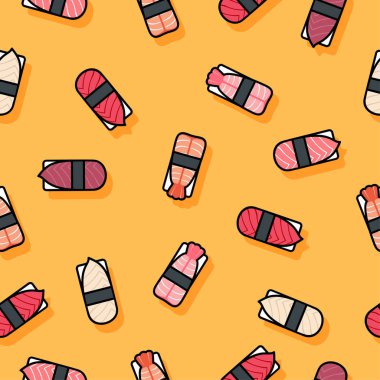 Seamless modeli. Suşi simgeler. 