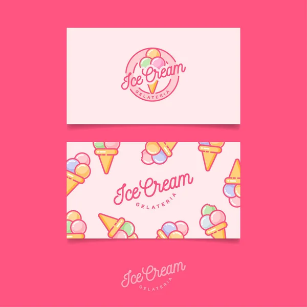 Рожевий логотип морозива. Емблема італійським морозивом. — стоковий вектор