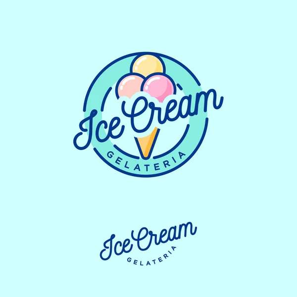 Logo Helado. emblema de helado italiano . — Vector de stock