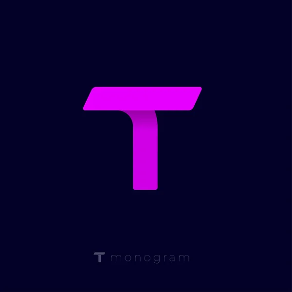 Monograma T. T carta origami emblema . — Archivo Imágenes Vectoriales