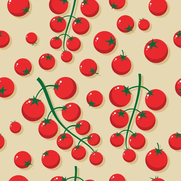 Dikişsiz desen kiraz domates. Bir tekne arka planda küçük domates. 