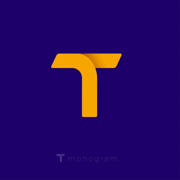 T monogram. T harfi origami amblemi. — Stok Vektör