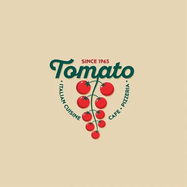 토마토 로고입니다. 이탈리아 요리 레스토랑 로고. — 스톡 벡터