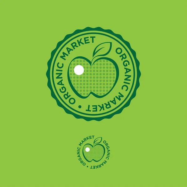Logo del Mercado Orgánico. emblema de alimentos ecológicos . — Archivo Imágenes Vectoriales