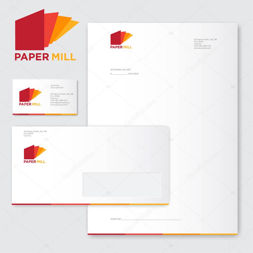 Envelope, letterhead, and business cards.