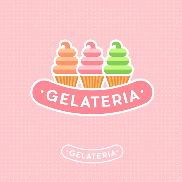 Logotipo de gelado. Emblema de gelado. emblema de sorvete italiano . — Vetor de Stock