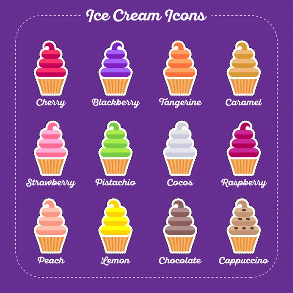 Iconos de helado. Ilustración de dibujos animados helado . — Vector de stock