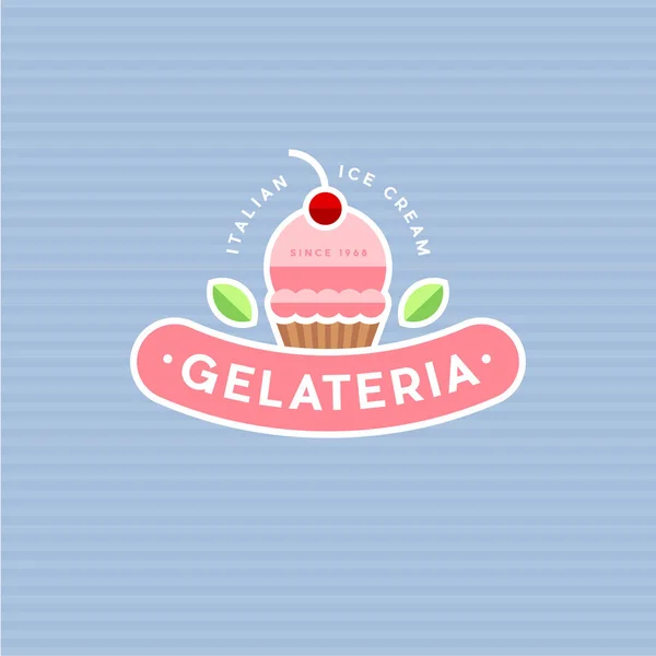 Ice cream logo. Ice cream café ikona. Italská zmrzlina znak. — Stockový vektor