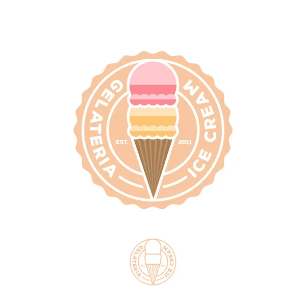 Logotipo de gelado. Um emblema de café. Ícone de sorvete italiano . —  Vetores de Stock