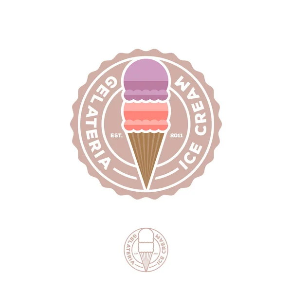 Ice cream logo. Cafe znak. Ikona italské zmrzliny. — Stockový vektor