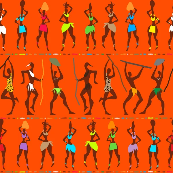 アフリカ パターン、人々 と陽気なパターン. — ストックベクタ