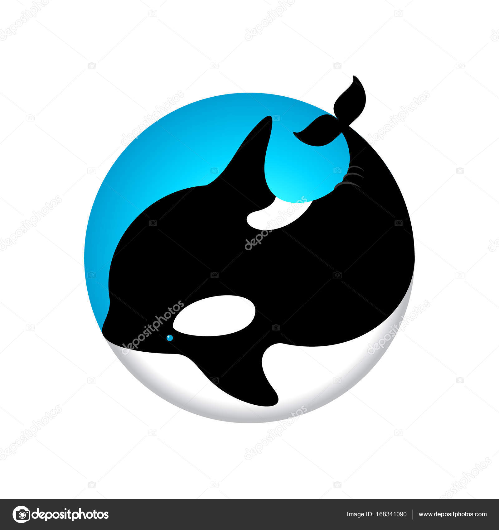 シャチ クジラのイラスト。かわいいシャチ アイコン。海洋動物の