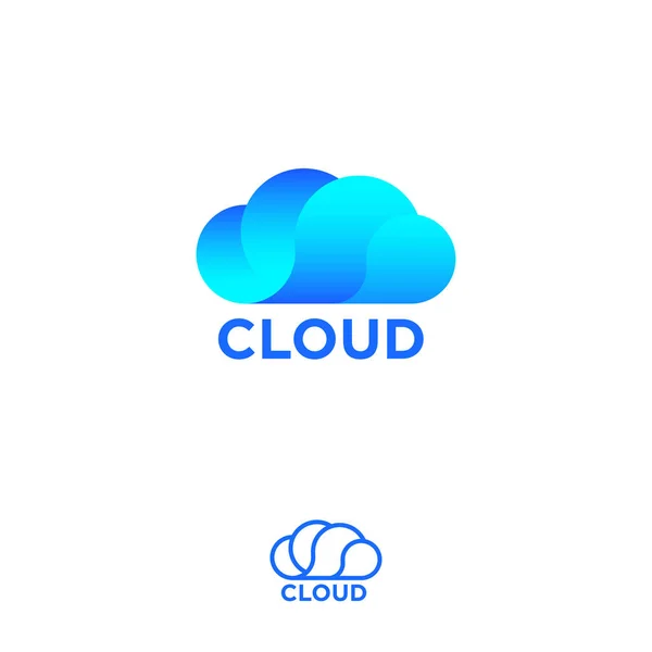 Logo de computación en nube azul. emblemas de información de nube . — Vector de stock