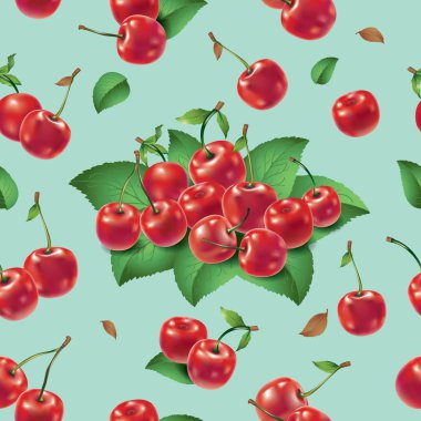 Seamless modeli. Kiraz ve yaprakları.