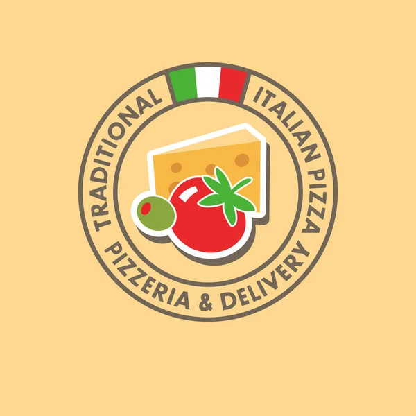 Pizzeria logo. Italian cuisine logo. Italian flag. — Stock Vector