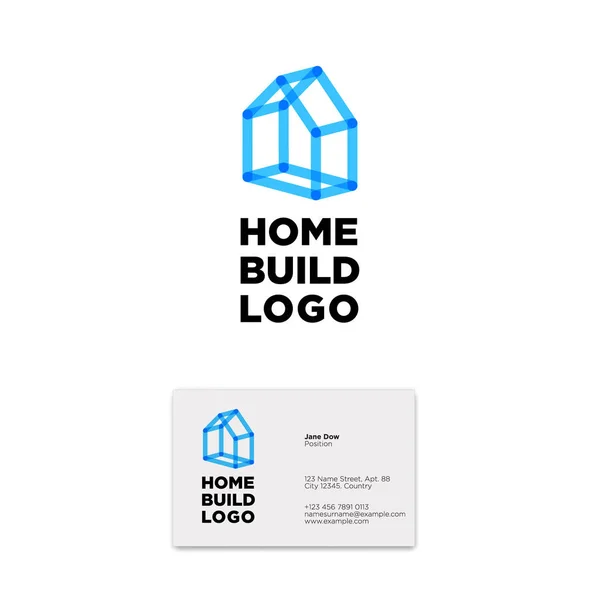 Блакитний будинок з прозорих ліній. Логотип будинку . — стоковий вектор