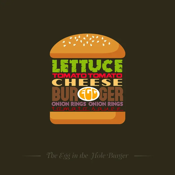 Información gráfica de la receta de hamburguesa. Letras. Una hamburguesa clásica con queso . — Vector de stock