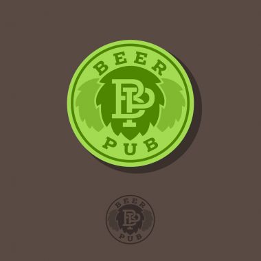 Pub logosunu görmeniz gerekir. Bira pub amblemi. Atlama ve yeşil bir daire harflerle. P ve B harfleri.