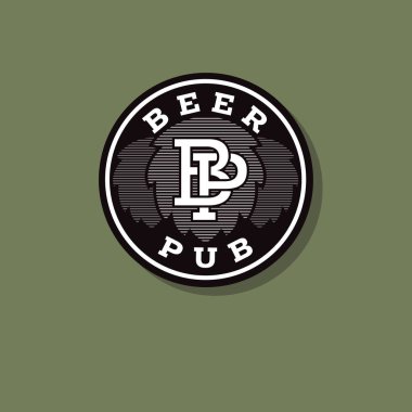 Pub logosunu görmeniz gerekir. Bira pub amblemi. Atlama ve yeşil bir daire harflerle. P ve B harfleri.