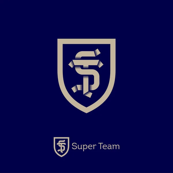 Logo Super Équipe Emblème Équipe Sportive Lettre Lettre Dans Bouclier — Image vectorielle