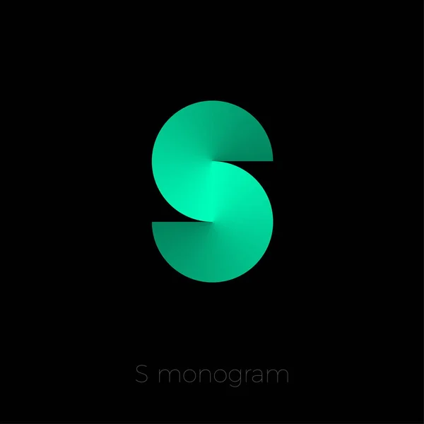 Logo Monograma Carta Gradiente Verde —  Vetores de Stock