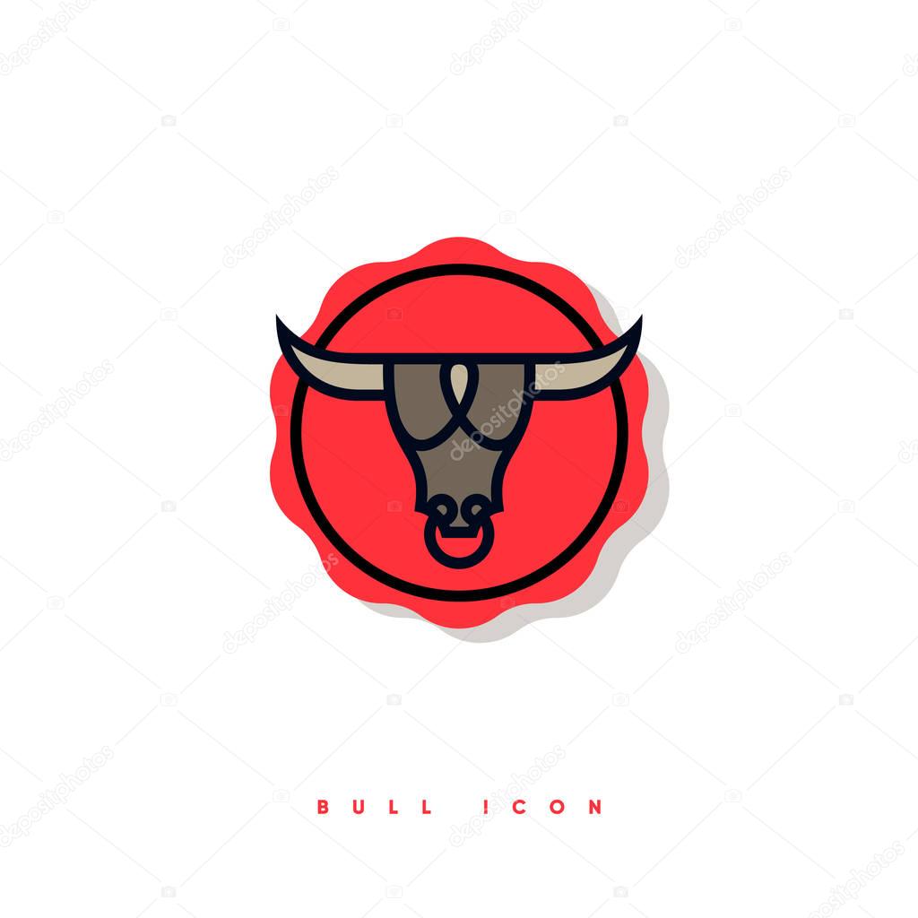 Bull Icon. Stylized bull head. Meat restaurant or butchery emblems.