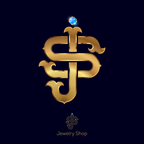 Inicjały Logo Luksusowe Złotymi Literami — Wektor stockowy
