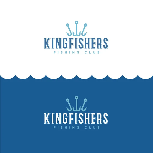 Zimorodek Logo Połowowych Lub Połowów Sprzęt Logo Sklepu Fishermen Club — Wektor stockowy