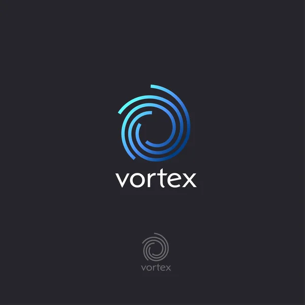 Vortex Platte Logo Blauwe Letter Embleem Monogram Dynamische Swirl — Stockvector