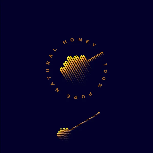Logo Miele Naturale Icona Honey Dipper — Vettoriale Stock