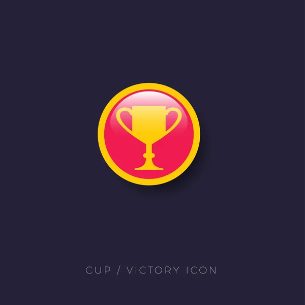 Coupe Victoire Icon Gold Victory Cup Dans Bouton Rouge — Image vectorielle