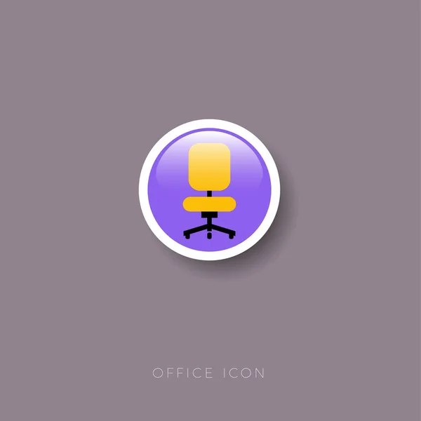 Icône Bureau Chaise Bureau Dans Badge Rond Brillant — Image vectorielle