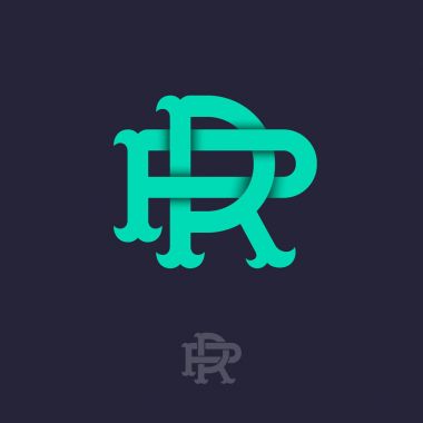 P ve R monogram. P ve R harfleri, iç içe harfler baş harfleri geçti.