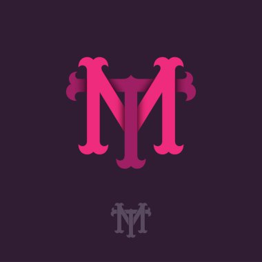 M ve T monogram. M ve T harfleri, iç içe harfler baş harfleri geçti.