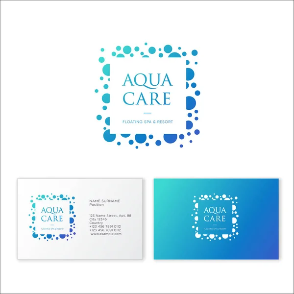 Logo Aqua Care Emblema Della Spa Logo Cosmetico Naturale Minerale — Vettoriale Stock