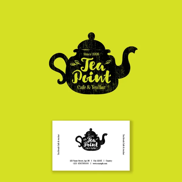 Логотип Чайной Точки Эмблема Чайного Бара Интернет Магазин Чайник Чайник — стоковый вектор